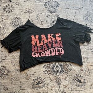 Trendy Black Crop Top with Pink Graphic